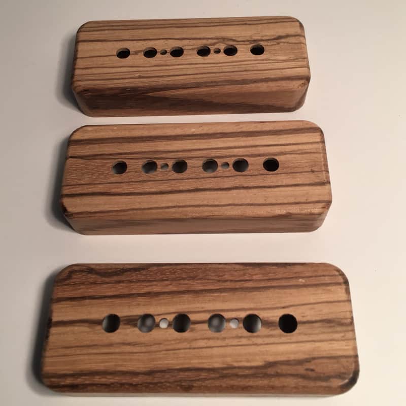 Guilford Zebrawood P-90 Pickup Covers for Gibson/Lollar and others - Set of 3 Natural Wood image 1