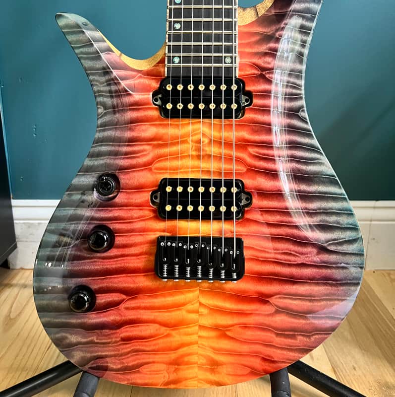 Vik Guitars Duality 7L Left-Handed Lefty LH Left "Pacific Sunset" image 1