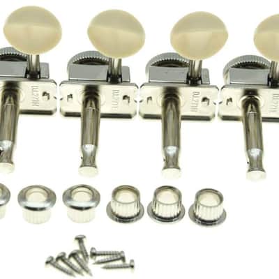 6 Inline Guitar Vintage Style Locking Tuners Guitar Tuning Keys Guitar Lock Machine Heads for Strat Tele Nickel with Ivory Button image 2