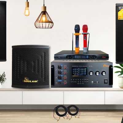 Home Complete Karaoke System - 5000W Digital Mixing Amplifier W/ Touch Screen, Bluetooth, Optical, HDMI & Loudspeakers, Dual Wireless Microphones & Deep Bass 12" 1200W Powered Subwoofer image 1