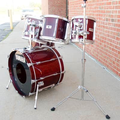 1989 Yamaha Recording Custom 5 Piece Shell Pack - Wine Red 10, 12, 13, 16, 22" image 7