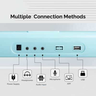 Glarry GEP-108 61-Key Portable Keyboard Set w/LCD Screen, Stand, Microphone - Blue image 5