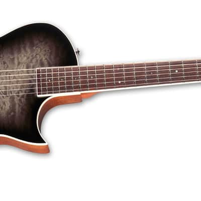 ESP LTD TL-6 Acoustic Electric Guitar. Quilted Maple Charcoal Burst image 5
