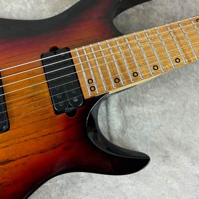 Kiesel A2 7 seven string electric guitar in sunburst finish with gigbag image 12