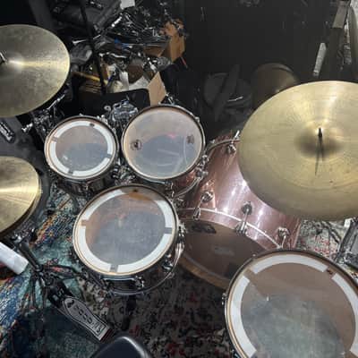 DW Rose Copper, Nickel Collectors Drum Set, Thomas Lang! 22, 1012,16, 6x14. Excellent! Full Set of Cases. image 7