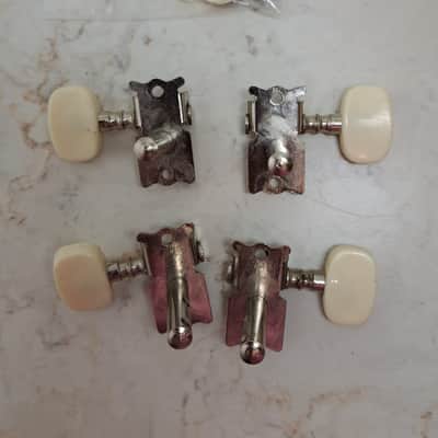 Unbranded Ukulele Uke Open Tuning Machines Tuners -Set of 4 (2+2) - Chrome w/ Ivory Knobs/ Buttons - Screws & Ferrules/Bushings image 7