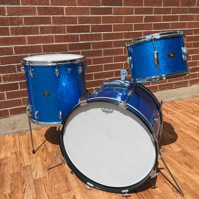1960s Slingerland Stage Band Drum Set Blue Sparkle Rewrap 20/12/16 image 10