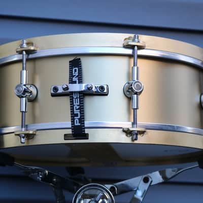 HHG drums 14x5.25 Handmade Brass With Solid Brass Bespoke Hoops 2022 Satin Lacquer image 9