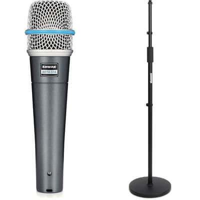 Shure Beta 57A Supercardioid Dynamic Instrument Microphone with Round Base Stand image 2