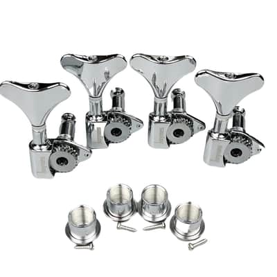 1:24 Ratio Silver Electric Bass Guitar Machine Heads Tuners Guitar Tuning Key Pegs Open Gear Replacement for Jazz Precision (4 for Right, Chrome) image 1