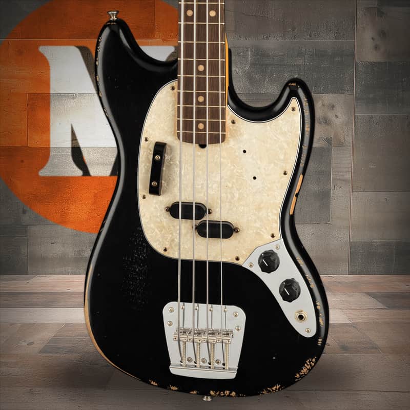 Fender JMJ Road Worn Mustang Bass - Black image 1