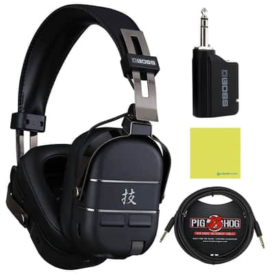 Boss WAZA-AIR BASS Wireless Personal Bass Amplification System Bundle w/Pig Hog PCH10BK Black Woven Instrument Cable and Liquid Audio Polishing Cloth image 1