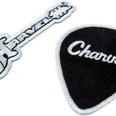 099-2485-002 Charvel Logo Guitar and Pick Set of 2 Embroidered Velvet Iron-On Patches