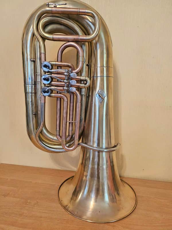 Tuba “Bb" Soviet 3 Valves Brass Pipe Wind Instrument Horn USSR Vintage and Rare image 1