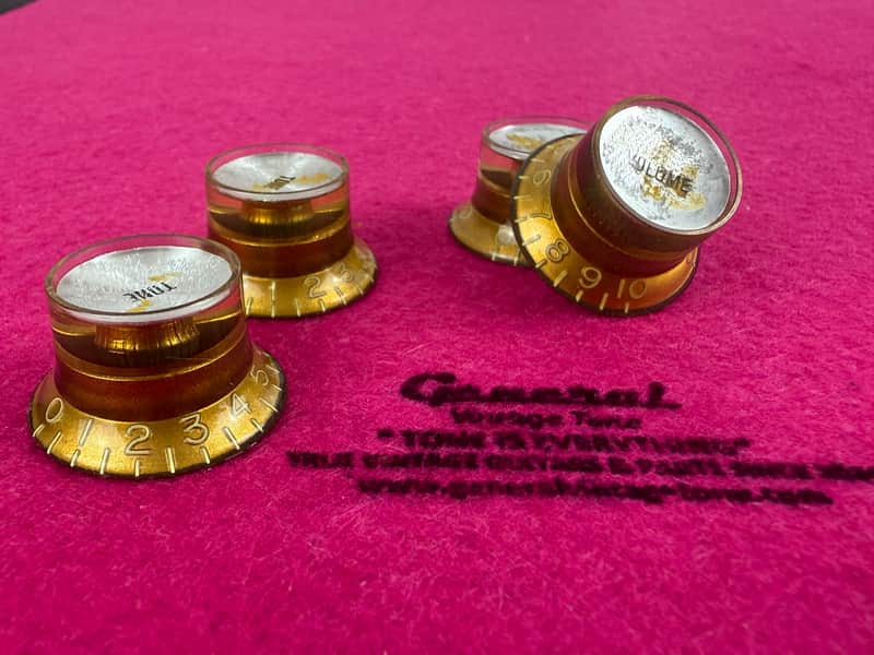 General Vintage Tone  CAB Aged reflector gold knobs for Les Paul ® ES ®  Gold Cellulose acetate image 1