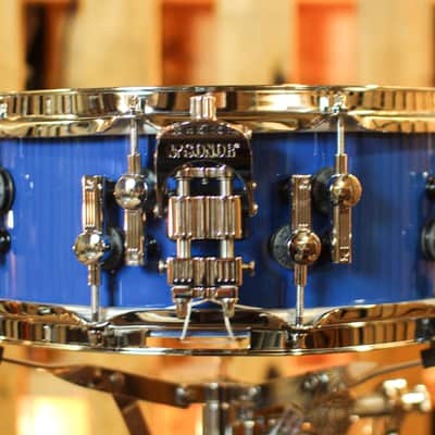 Sonor 14x5.5 SQ2 Thin Birch Solid Blue High Gloss Snare Drum image 2