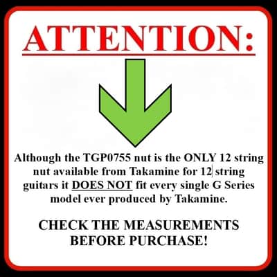 Takamine G Series Acoustic Guitar 12 String NUT TGP0755 Pre Slotted / OEM Part / TUSQ image 2