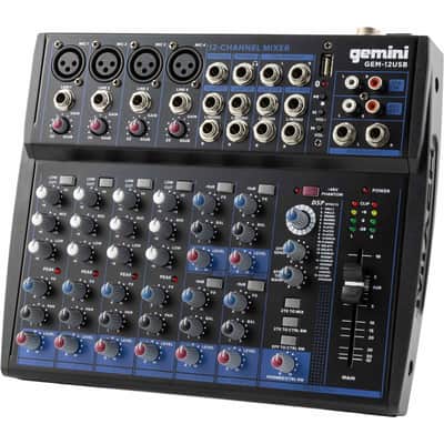 Gemini GEM-12USB 12 Channel USB Bluetooth Mixer for Podcast Recording Live Sound image 2
