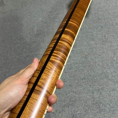 20 fret Roasted flame maple J BASS guitar neck part 34inch block inlay Matte image 6