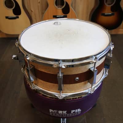 Pork Pie USA Custom Maple Snare Drum 14x6.5 in. - Brandied Peach w/ Mahogany Stripe image 4