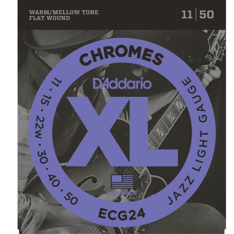 D'Addario ECG24 Chromes Flat Wound - Jazz Light - 11-50 image 1