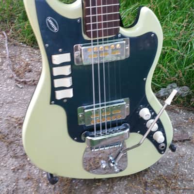 Lafayette Guyatone Zenon 1966? Electric Guitar 2 Pickup Two Tone Green  Japan Rare image 2