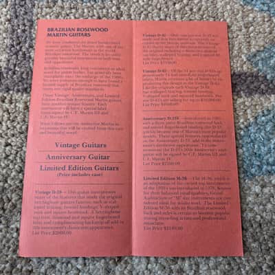 Vintage 1984 Martin Brazilian Rosewood Guitar Price List! Rare, Original Case Candy! image 2