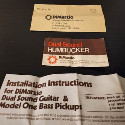 DiMarzio Dual Humbucker Paperwork w/ Vintage Sticker / Free Shipping! image 3