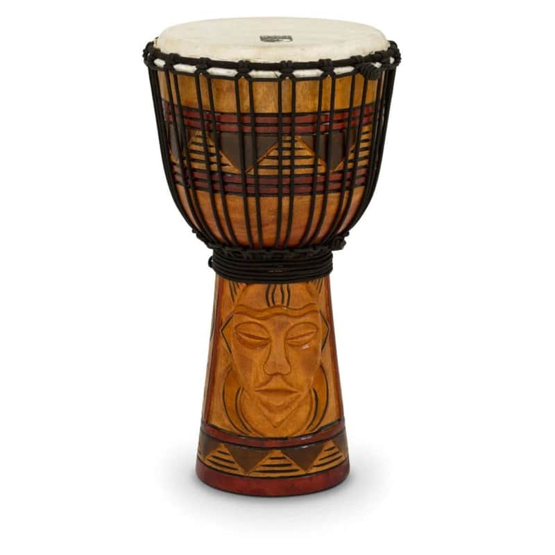 Toca Origins Series Rope Tuned Wood 8" Djembe Tribal Mask image 1