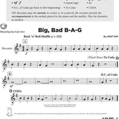 In the B-A-G - Collection of Songs for Recorder Using the Notes B-A-G, A Bild 3