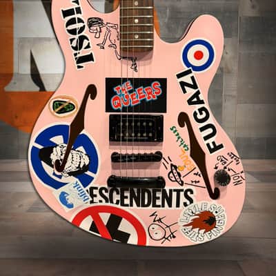 Fender Tom DeLonge Sticker Starcaster Electric Guitar - Satin Shell Pink image 1