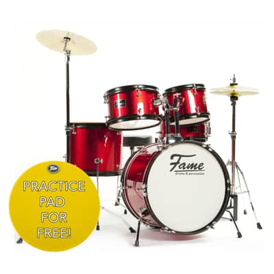 Fame JBJ1049A-R "Elias" Junior 5-Piece Drum Kit (Red) - Drum Set image 1