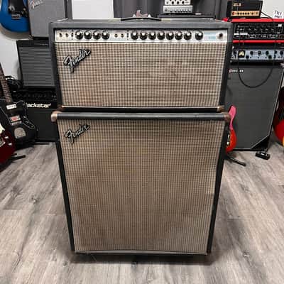 Fender Bandmaster Reverb 2-Channel 40-Watt Guitar Amp Head & 2x12 Cab 1970s - Silverface image 11