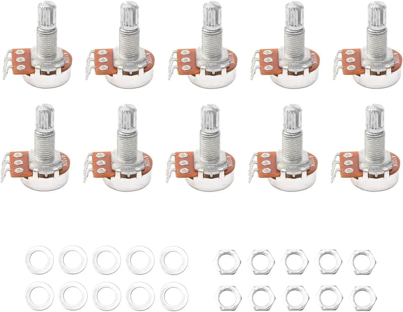 Guitar Potentiometer Audio Pots A100k Ohm Replacement for Electric Guitar Bass Volume Knob Pots Shaft L 18mm Pack of 10 image 1