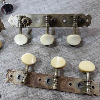 Pile of Vintage RARE 1960's Teisco Kay Japan 5 3x3 plates and One 6 on a plate Guitar Tuners Luthier Parts #4 image 5