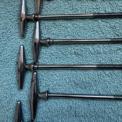 Slingerland Lot of  10 Vintage Torpedo Bass Drum T Tension 4 1/4” Rods 60s - Chrome image 4