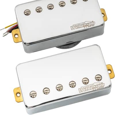 Wilkinson WOCHB Ceramic Guitar Humbucker Pickup Neck Bridge Pickups Set for Les Paul LP SG Style Electric Guitar, Chrome image 1