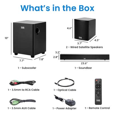 Acoustic Audio 5.1 Bluetooth Studio Sound System – Soundbar + Subwoofer + Satellites image 2