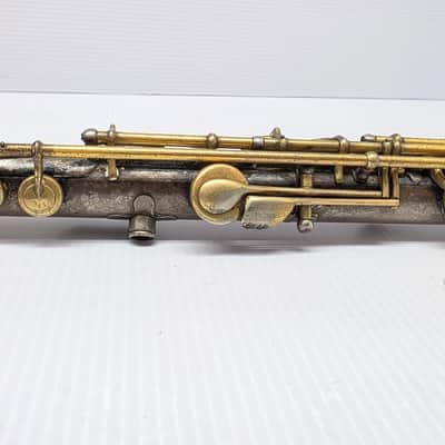 Rare Antique C.G. Conn C Flute Ebonite Headjoint Satin Silver Unibody w/ Gold Plating 440hz image 22