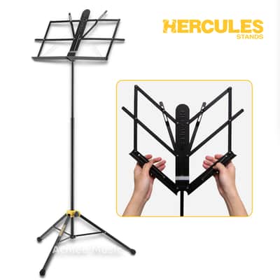 2-PACK Hercules BS100B 2-SECTION MUSIC STAND, Compact Folding, Lightweight image 2
