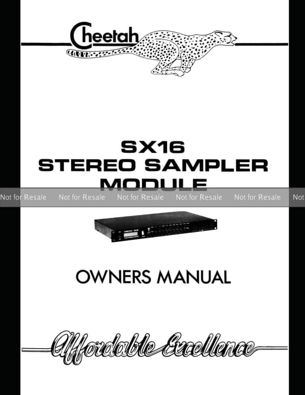 Cheetah SX16 Sampler Owners Manual image 1