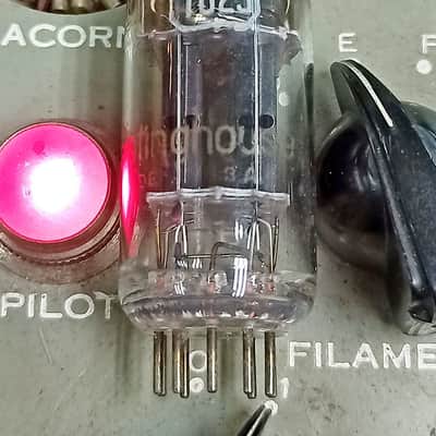 50s Westinghouse black plate slanted square getter 7025 ECC83 12AX7 electron tube image 2
