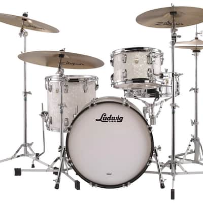 Ludwig Classic Maple White Marine Pearl Downbeat 14x20, 8x12, 14x14 Drum Shells Pack | Made in the USA | Authorized Dealer image 2