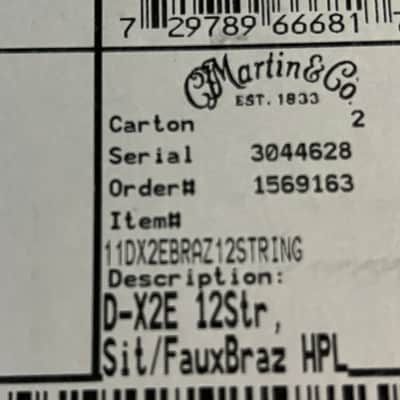 2026 CF Martin D-X2E Brazilian 12-String X Series D-14 Fret Acoustic Electric Natural image 8