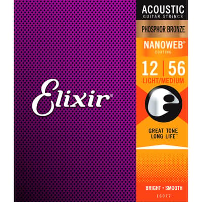 Elixir Nanoweb Phosphor Bronze Acoustic Strings 12-56 image 1
