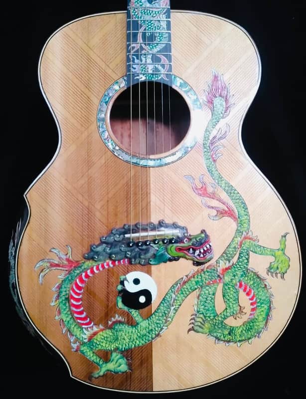 Blueberry Handmade Acoustic Guitar Grand Concert Dragon image 1