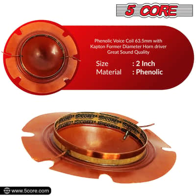 5Core 2 Inch Diaphragm Replacement 10 Pcs Phenolic Voice Coil 51mm + Kapton Former Diameter Horn image 3
