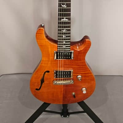 PRS SE Custom Semi-Hollow – Orange Flame Top – Upgrades, Original Parts, Gig Bag & Spare Pickup image 1