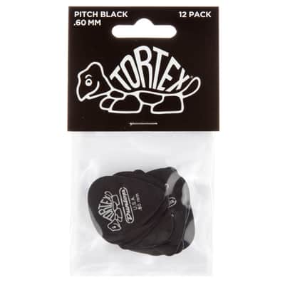 Dunlop 488P.60 Tortex Pitch Black Standard Guitar Picks, .60mm, 12-Pack image 4