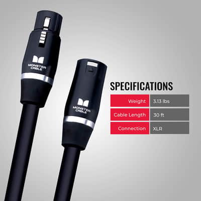 Monster Cable Prolink Studio Pro 2000 Microphone Cable, 30ft/9m Mic Cable. Gold Contact XLR Cables. Multi-Gauge Wire Networks XLR Microphone Cable image 6